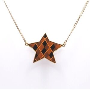 Pilgrim Gold Plated Enamel Star Pendant Necklace Danish Design
